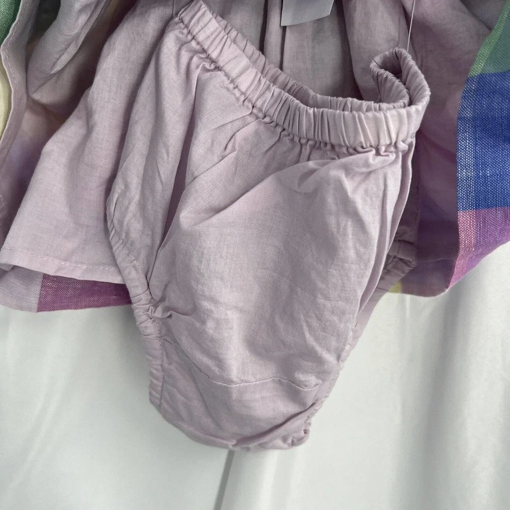 Gap Plaid Ruffle Shoulder Sundress with Bloomers Size 3-6 Month‎ New